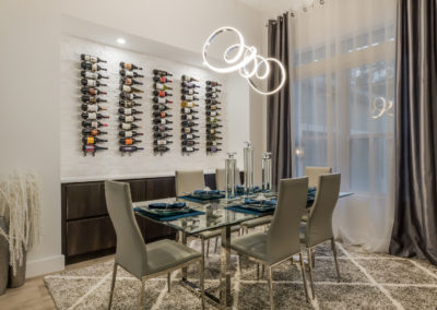 Dining room area with wine rack