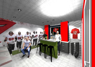 Football theme car lounge with bar