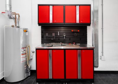 Red and black cabinetry
